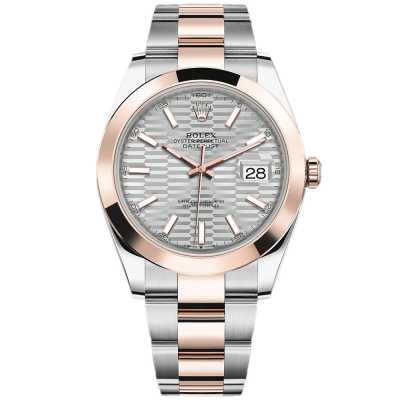 Datejust II 41mm Silver Fluted Dial Domed Bezel Oyster Bracelet Stainless Steel and Rose Gold