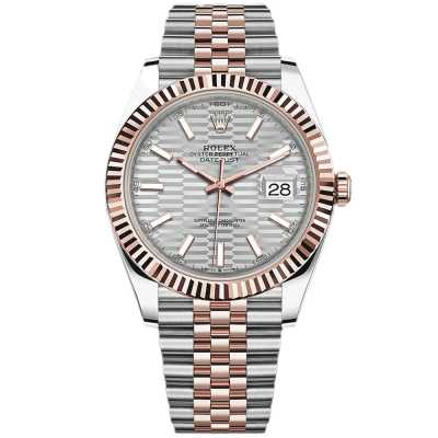 Datejust 41mm Silver Fluted Dial Fluted Bezel Jubilee Bracelet Stainless Steel and Rose Gold