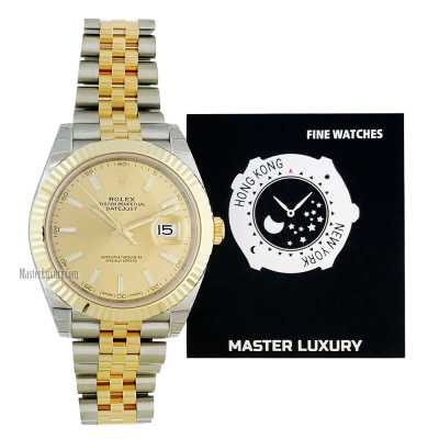 Datejust 41mm Champagne Dial Fluted Bezel Jubilee Bracelet Stainless Steel and Yellow Gold