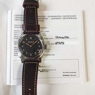 Radiomir 1940 3 Days Art Deco 47mm BLack Dial Brown Leather Strap Stainless Steel