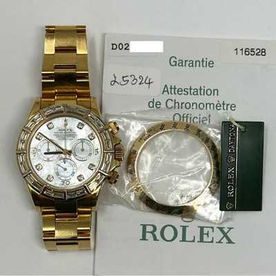 Cosmograph Daytona 40mm White Mother-of-Pearl Diamond Dial Oyster Bracelet Yellow Gold