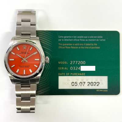 Oyster Perpetual 31mm Coral Red Dial Domed Bezel Oyster Bracelet Stainless Steel