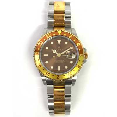GMT-Master II 40mm Brown Dial Jubilee Bracelet Stainless Steel and Yellow Gold