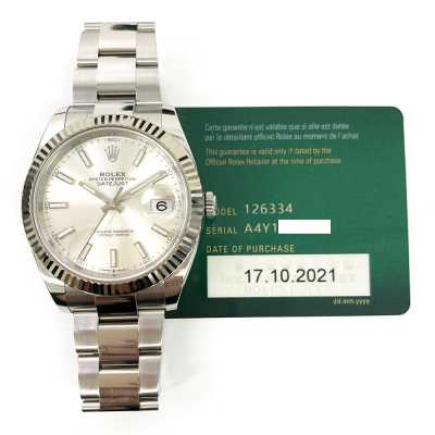 Datejust 41mm Silver Dial Fluted White Gold Bezel Oyster Bracelet Stainless Steel