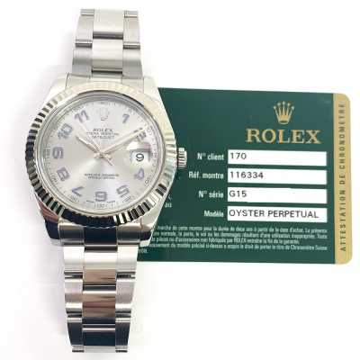 Datejust II 41mm Silver Blue Arabic Dial Fluted White Gold Bezel Oyster Bracelet Stainless Steel
