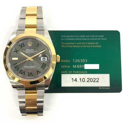 Datejust 41mm Slate Green Roman Dial Domed Bezel Oyster Bracelet Stainless Steel and Yellow Gold