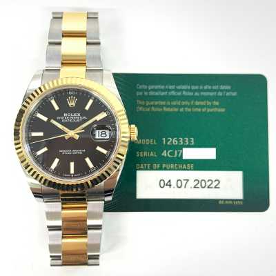 Datejust 41mm Black Dial Fluted Bezel Oyster Bracelet Stainless Steel and Yellow Gold