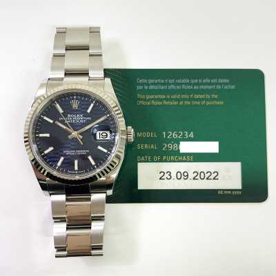 Datejust 36mm Blue Fluted Dial Fluted White Gold Bezel Oyster Bracelet Stainless Steel
