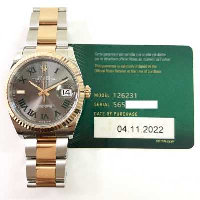 Datejust 36mm Slate Green Roman Dial Fluted Bezel Oyster Bracelet Stainless Steel and Rose Gold