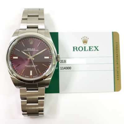 Oyster Perpetual 39mm Red Grape Dial Domed Bezel Oyster Bracelet Stainless Steel