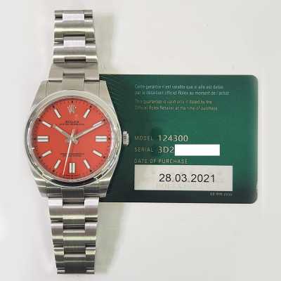 Oyster Perpetual 41mm Coral Red Dial Domed Bezel Oyster Bracelet Stainless Steel