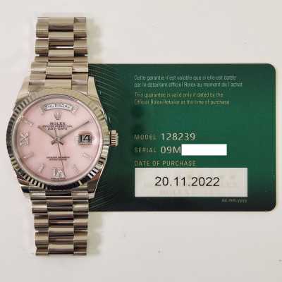 Day-Date 36mm Pink Diamond Roman Dial Fluted Bezel President Bracelet White Gold