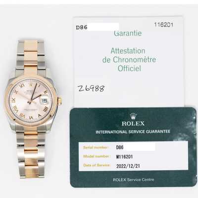 Datejust 36mm Pink Roman Dial Domed Bezel Oyster Bracelet Stainless Steel and Rose Gold