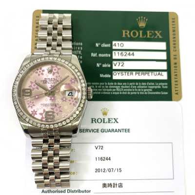 Datejust 36mm Pink Flower Arabic Dial White Gold Diamond Bezel Jubilee Bracelet Stainless Steel