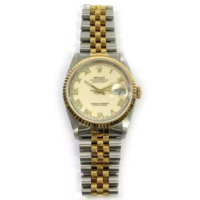 Datejust 36mm Ivory Roman Dial Jubilee Bracelet Stainless Steel and Yellow Gold