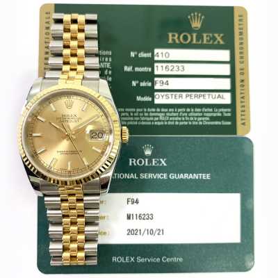 Datejust 36mm Champagne Dial Fluted Bezel Jubilee Bracelet Stainless Steel and Yellow Gold