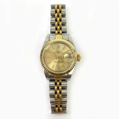 Datejust 26mm Champagne Dial Fluted Bezel Jubilee Bracelet Stainless Steel and Yellow Gold
