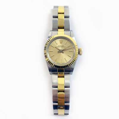 Oyster Perpetual 26mm Champagne Dial Oyster Bracelet Stainless Steel and Yellow Gold