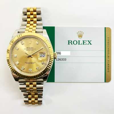 Datejust 41mm Champagne Diamond Dial Fluted BezelJubilee Bracelet Stainless Steel and Yellow Gold