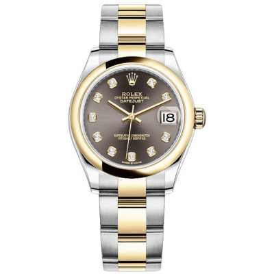 Datejust 31mm Dark Grey Diamond Dial Domed Bezel Oyster Bracelet Stainless Steel and Yellow Gold