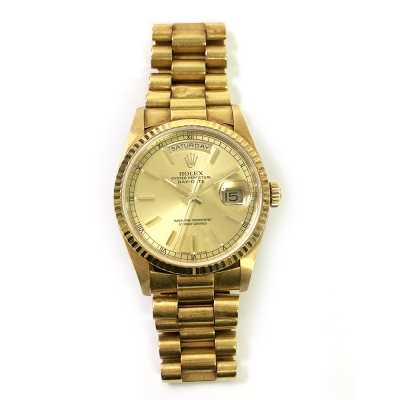 Day-Date 36mm Champagne Dial Fluted Bezel President Bracelet Yellow Gold