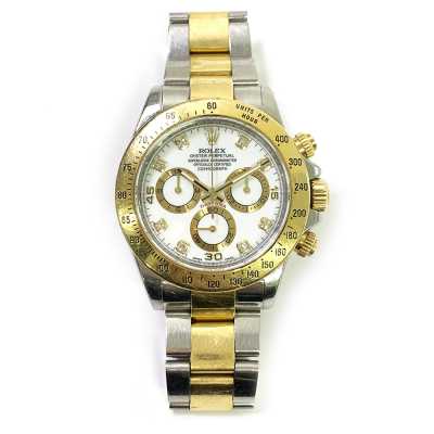 Cosmograph Daytona 40mm White Diamond Dial Oyster Bracelet Stainless Steel and Yellow Gold