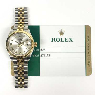 Datejust 28mm Silver Roman Dial Fluted Bezel Jubilee Bracelet Stainless Steel and Yellow Gold
