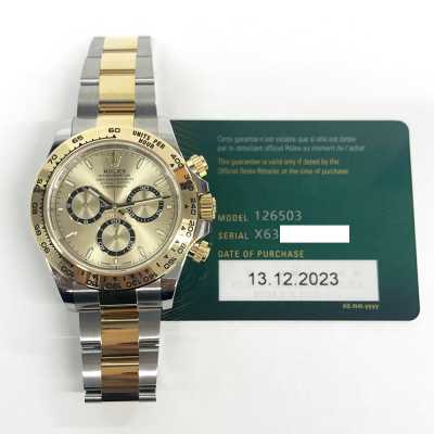 Cosmograph Daytona 40mm Chronograph Champagne Dial Stainless Steel and Yellow Gold