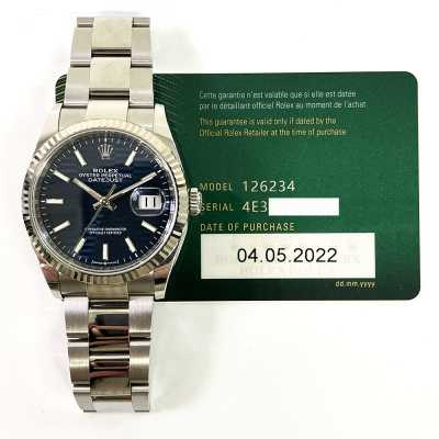 Datejust 36mm Blue Fluted Dial Fluted White Gold Bezel Oyster Bracelet Stainless Steel