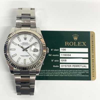 Datejust II 41mm White Dial Fluted White Gold Bezel Stainless Steel