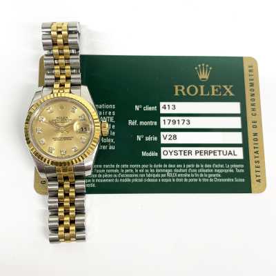 Datejust 26mm Champagne Diamond Dial Fluted Bezel Jubilee Bracelet Stainless Steel and Yellow Gold