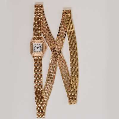 Panthère de Cartier 20mm x 25mm Rose Gold Diamond-set Bezel and Crown Rose Gold Triple Loop Bracelet Quartz