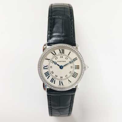 Ronde Louis Cartier 29mm Diamond Bezel Quartz White Gold 