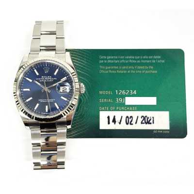 Rolex Datejust with vibrant blue dial and white gold bezel