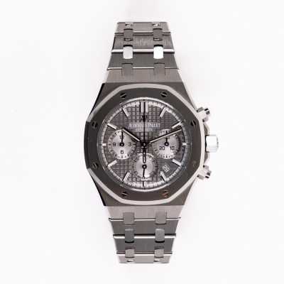 Audemars Piguet 38mm Royal Oak Chronograph steel grey tapisserie octagonal bezel preowned