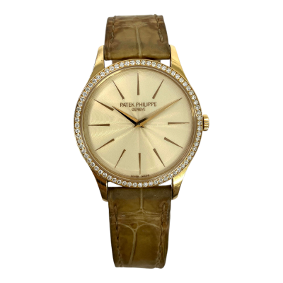 Calatrava 33mm Rose Gold Diamonds Bezel Manual