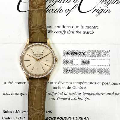 Calatrava 33mm Rose Gold Diamonds Bezel Manual