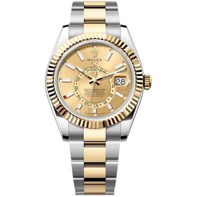 Sky-Dweller 42mm Champagne Dial Oyster Bracelet Stainless Steel and Yellow Gold