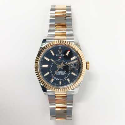 Sky-Dweller 42mm Fluted Bezel Steel and Yellow Gold