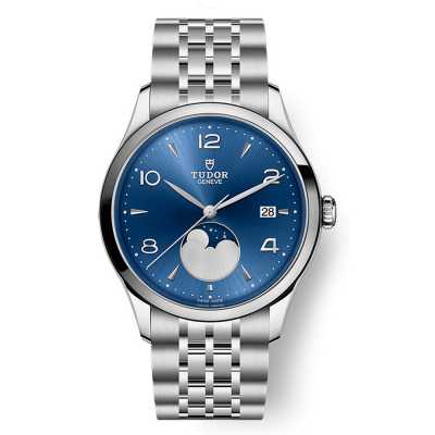 Tudor 1926 Luna M91560-0002 39mm steel blue dial moon phase dress watch new