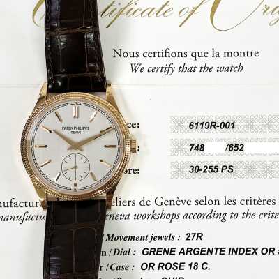 Calatrava 39mm Manual Clou De Paris Rose Gold