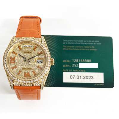 Day-Date 36mm Diamond Bezel Diamond Case Yellow Gold on Strap