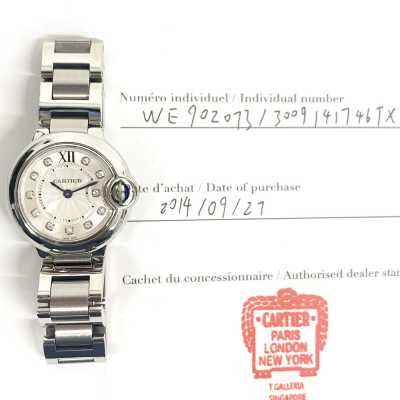 Cartier Ballon Bleu 28mm steel watch WE902073 
