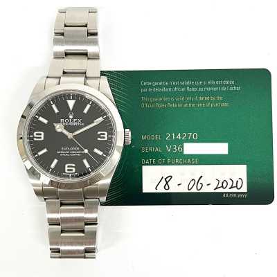 Rolex Explorer with 39mm case and classic black dial 