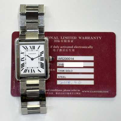 Cartier Tank Solo W5200014 34.8mm steel silver Roman Calibre 690 quartz bracelet preowned
