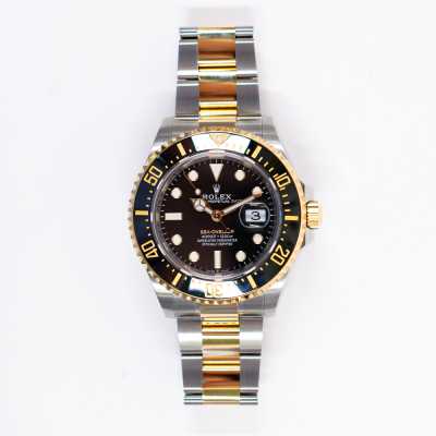 Rolex 126603 Sea-Dweller 43mm two-tone dive watch featuring black dial and ceramic bezel pre-owned luxury