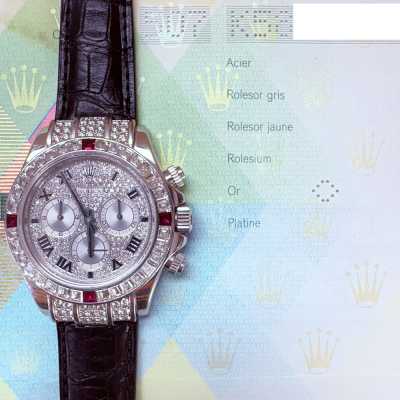 Daytona 4 Rubies + Baguette Diamonds Bezel and Diamond Lugs,White Gold