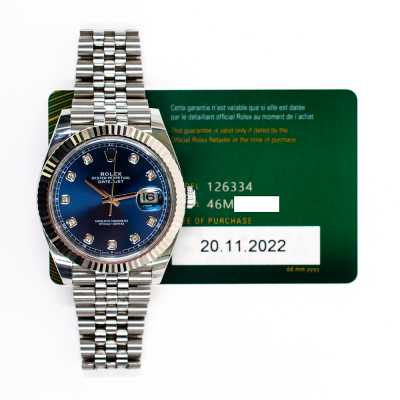 Luxury Rolex Datejust Steel White Gold Blue Diamond Preowned