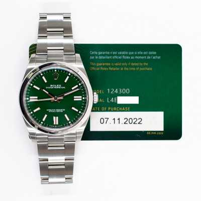 Luxury Rolex Oyster Perpetual Steel Green Dial Preowned