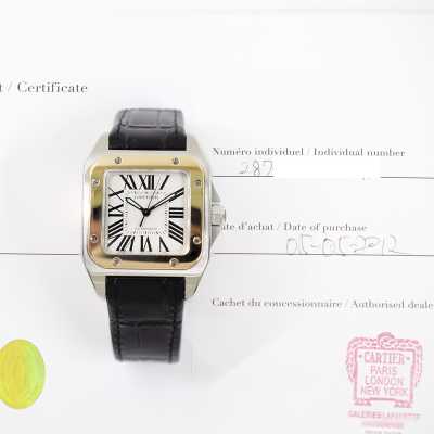 Cartier Santos 100 W20107X7 Steel Rose Gold Aviation Sophistication Excellent Condition
